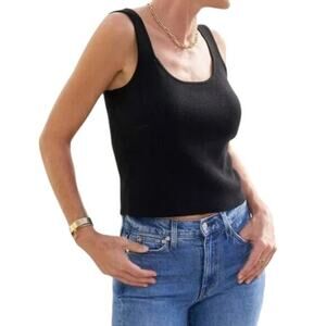 AYR The Daybed Ribbed Tank Top Black Small Minimalist Knit Sleeveless